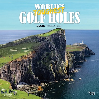 2025 BrownTrout Worlds Toughest Golf Holes 12 x 24 Monthly Square Wall Calendar, (9781975479855)
