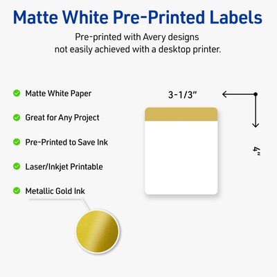 Avery Laser/Inkjet Rectangle Multipurpose Labels, 4 x 3-1/3, White, 40/Pack (S00DJM)