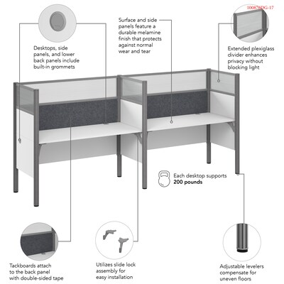 Bush Business Furniture Pro-Biz 55.39"H x 125.04"W 4 Person Back to Back Cubicle Panel Workstation, White (100875DG-17)