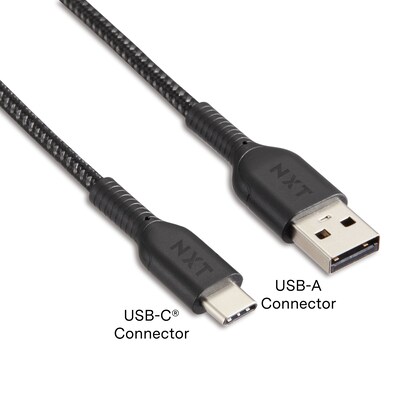 NXT Technologies™ 4 Ft. Braided USB-C to USB-A Cable, Black (NX60473)