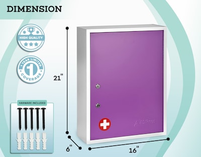 Viva Comfort Dual Lock Surface-Mount Medicine Medical Cabinet, 1.1 cu. ft., Purple (ADI999-04-PUR-MK)