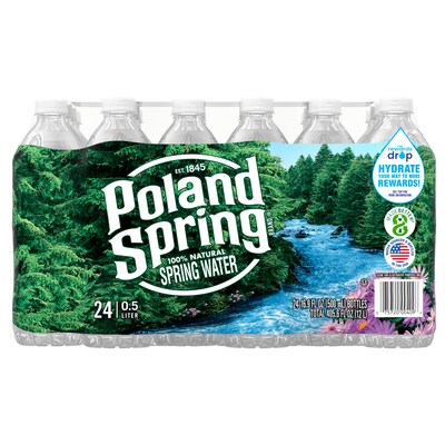 Poland Spring 100% Natural Spring Water, Regular Flavor, 16.9 oz., 24/Carton (12119419)