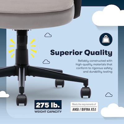 Serta Comfort Classic Ergonomic Velvet Fabric Swivel Executive Chair, Taupe (CCHR10005B)