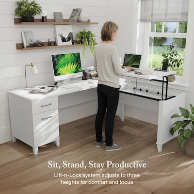 Bush Furniture Somerset 72"W 3 Position Sit to Stand L Shaped Desk, White (SET014WH)