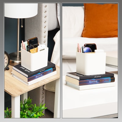 Mind Reader 2-Compartment Plastic Desk Organizer, White (SIMPORG-WHT)