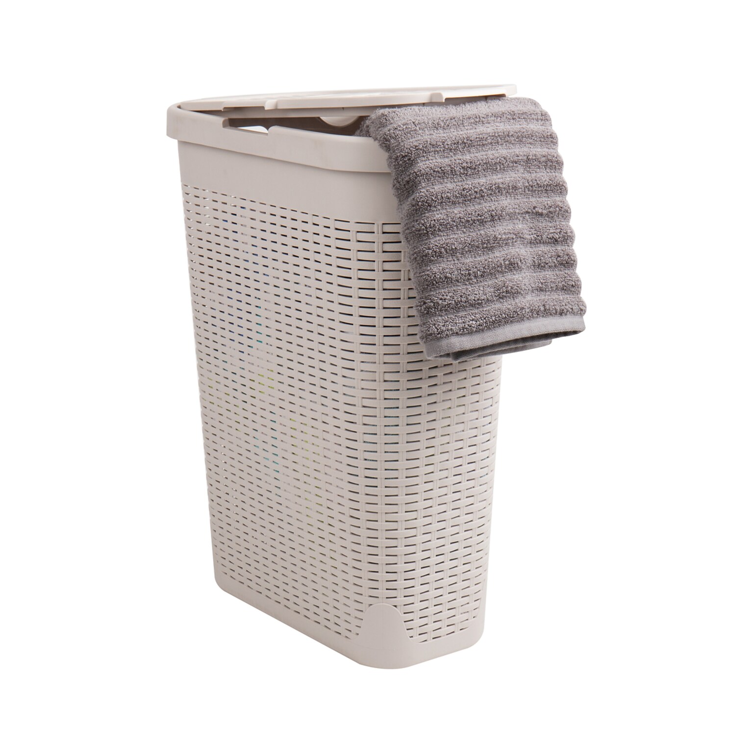 Mind Reader Plastic Laundry Hamper with Lid, Ivory (40HAMP-IVO)