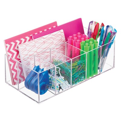 iDESIGN Stackable Plastic 6-Compartment Desk Organizer, Clear, 2 Piece (29108M2)