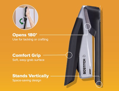 Bostitch Desktop Stapler with 70% Post Consumer Recycled Content, 20-Sheet Capacity, Staples Included, Black/Gray