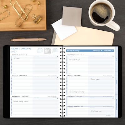 2027 AT-A-GLANCE The Action 8" x 11" Weekly Appointment Book, Faux Leather Cover, Black (70-EP01-05-27)