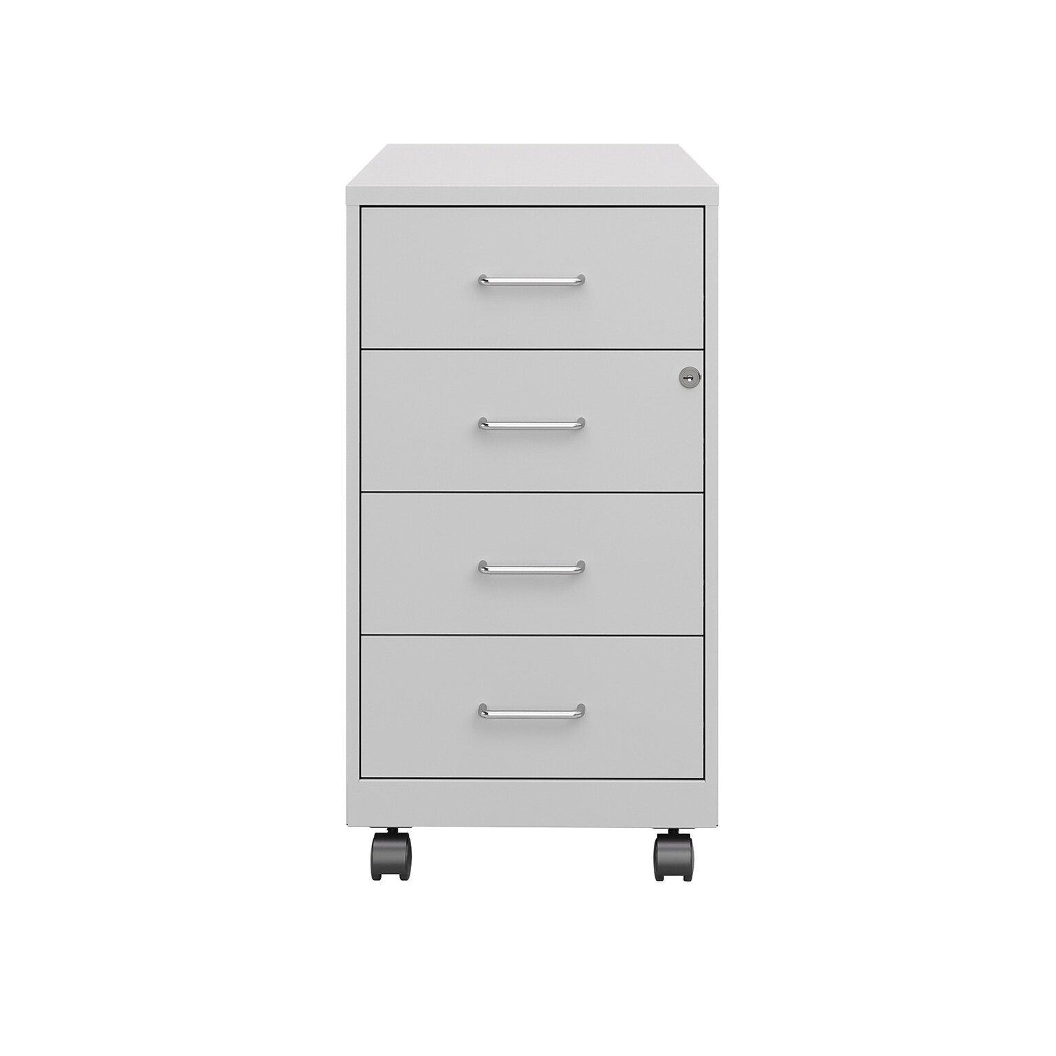 Space Solutions 18 4-Drawer Metal Mobile Organizer, Locking, Arctic Silver (25947)