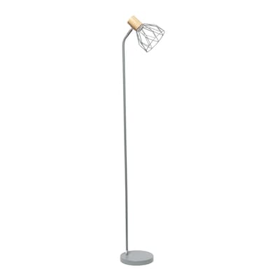 Simple Designs Farmhouse Fusion 55.91" Iron Floor Lamp with Round Shade, Gray (LF2019-GRY)