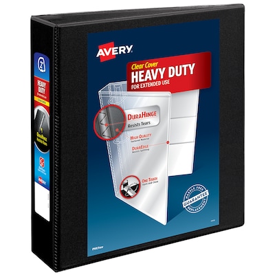 Avery Heavy Duty 2 3-Ring View Binders, Slant Ring, Black (5500)