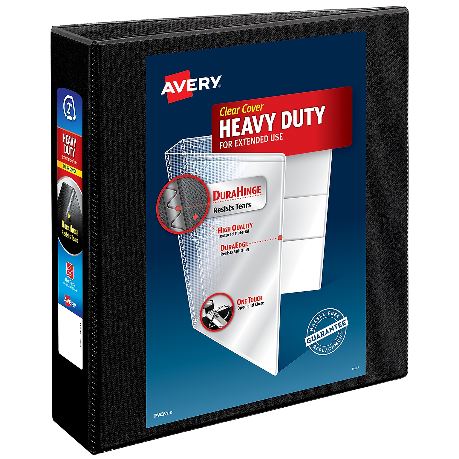 Avery Heavy Duty 2 3-Ring View Binders, Slant Ring, Black (5500)