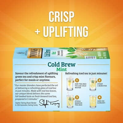 Twinings Iced Cold Brewed Mint Green Tea Bags, 20/Box (F07413)