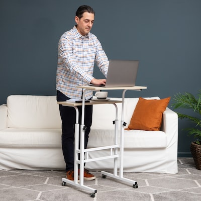 Mind Reader 20W Manual Adjustable Standing Desk, White (SDROLLXL-WHT)