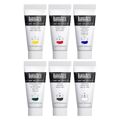Liquitex Professional Heavy Body Acrylic Paint Tubes, Assorted Colors, 22 mL, 6 Pieces/Set (LIQ3699294)