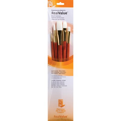 Princeton RealValue Long Handle Mixed Media Synthetic Taklon Variety Brush Set, 5/Set, 2 Sets/Bundle