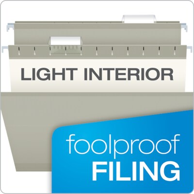 Pendaflex Reinforced Hanging File Folders, 1/5 Tab, Letter Size, Gray, 25/Box (04152 1/5 GRA)
