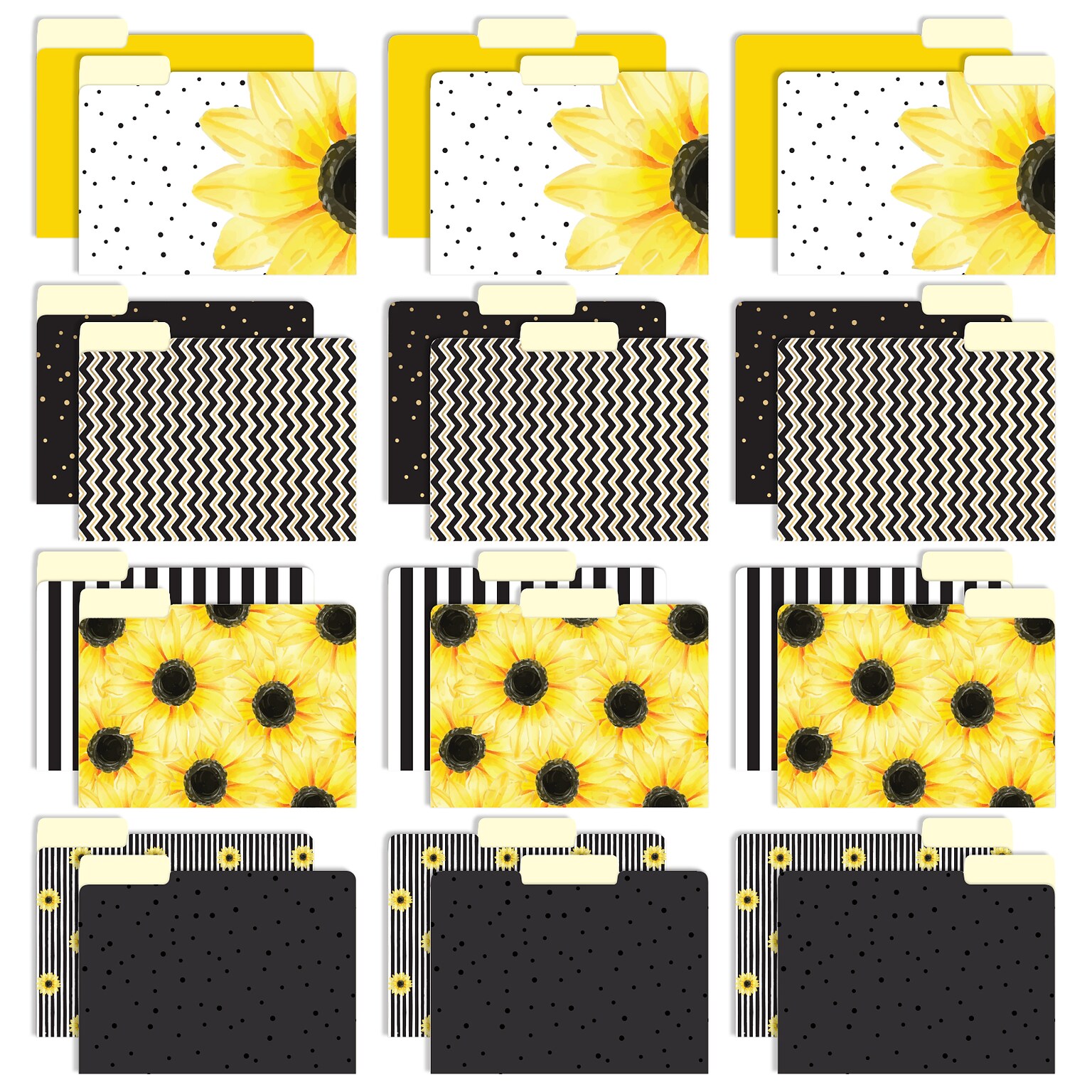 Global Printed Products Heavy Duty Interior File Folders, 1/3-Cut Tab, Letter Size, Paper Stock, Sunflower, 24/Pack (GPP-0101-D)