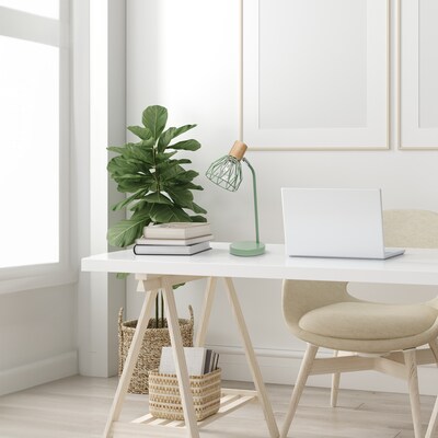 Simple Designs Farmhouse Fusion LED Desk Lamp, 18.19", Green Iron (LD2022-GRN)