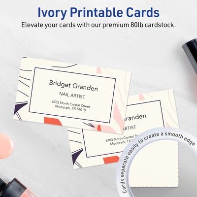 Avery Business Cards, 2 x 3-1/2, Matte Ivory, 400/Box (95319)