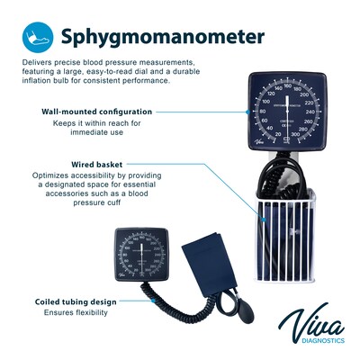 Viva Comfort Integrated Diagnostic Wall System with Ophthalmoscope, Otoscope, Thermometer, Sphygmomanometer, Specula Dispenser