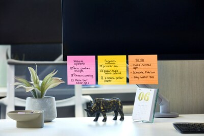 Post-it® Super Sticky Notes, 4" x 4", Energy Boost Collection, Lined, 90 Sheets/Pad, 4 Pads/Pack (675-4SSUC)