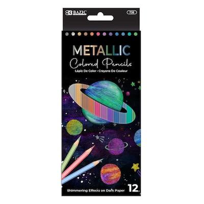 Bazic Metallic Colored Pencils, Assorted Colors, 12/Pack, 6 Packs/Bundle (BAZ735-6)