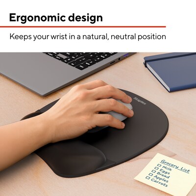 Staples TECH Foam Non-Skid Mouse Pad/Wrist Rest Combo, Black (ST63287)