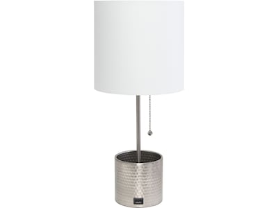 Simple Designs Table Lamp, Brushed Nickel/White (LT1085-BSN)