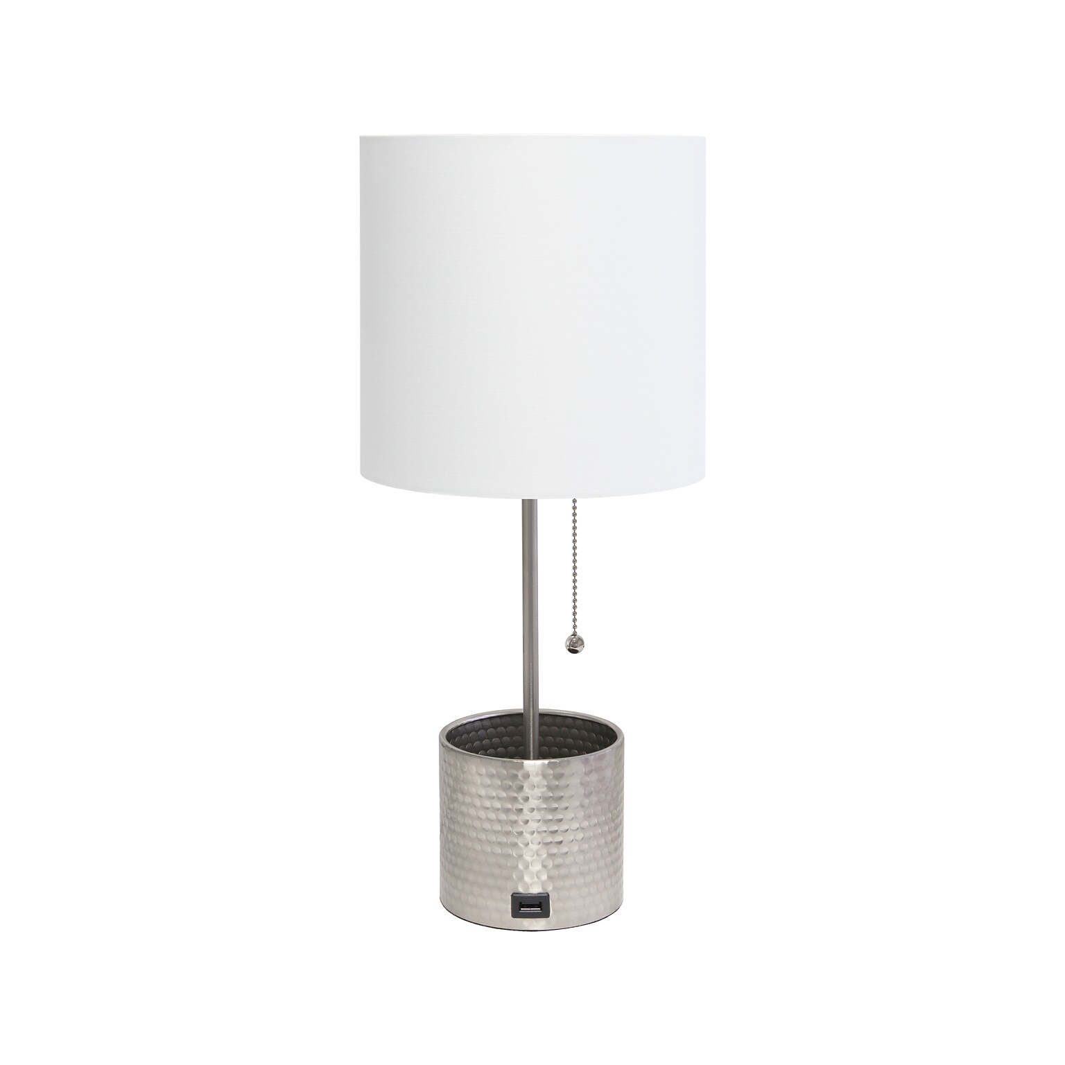 Simple Designs Table Lamp, Brushed Nickel/White (LT1085-BSN)