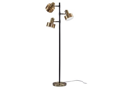 Adesso Clayton 66.5 Matte Black/Antique Brass Floor Lamp with 3 Double Drum Shades (3588-01)