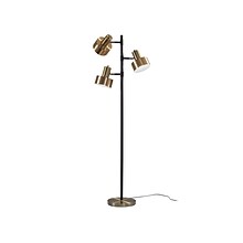 Adesso Clayton 66.5 Matte Black/Antique Brass Floor Lamp with 3 Double Drum Shades (3588-01)