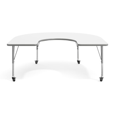 Flash Furniture Wren Horseshoe Activity Table, 66" x 60", Height Adjustable, White Top/Silver Frame (XUA6066HRSEWTPC)