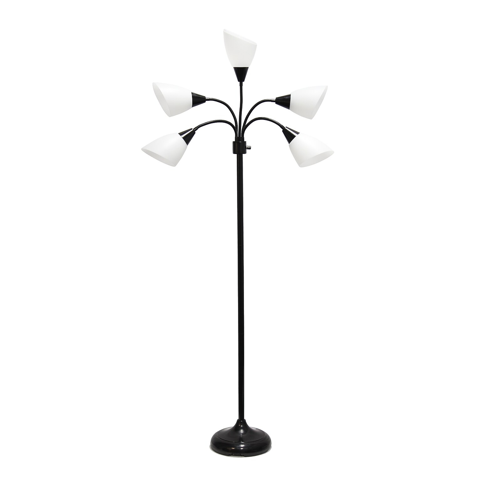 Simple Designs Medusa 67 Metal Floor Lamp with Cone Shades, Black/White (LF2006-BAW)