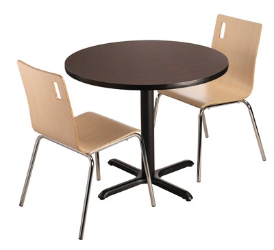 NPS CT Series 36" Round 30" Height Cafe Table, X Base, Black Frame/Mahogany Top (CT13636XDPBTMMY)