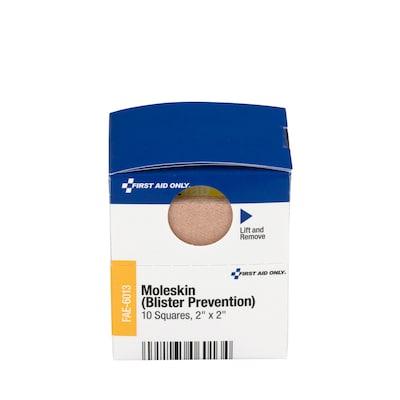 SmartCompliance 2" x 2" Moleskin Blister Adhesive Bandages, 10/Box (FAE-6013)
