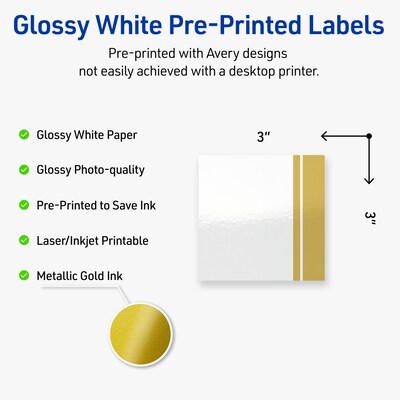 Avery Laser/Inkjet Square Multipurpose Labels, 3 x 3, White, 60/Pack (S00-DKG)