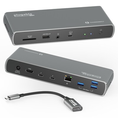 Plugable Thunderbolt 4 & USB4 HDMI Docking Station, 96W, Silver/Black (TBT4-UDX1)