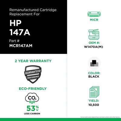 MICR Print Solutions Black Standard Yield MICR Toner Cartridge Replacement for HP W1470A
