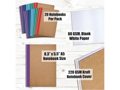 Better Office Customizable Notebook, 5.5" x 8.3", 30 Sheets, Kraft, 20/Pack (25031-20PK)