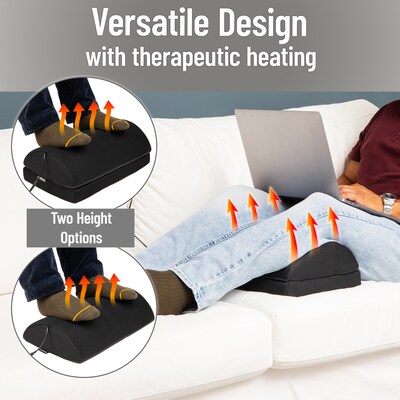 Mind Reader Heated Memory Foam Footrest with 4 Heat Settings, Timer & Auto Shut-Off, Adjustable Height, Black (HEATFOOT-BLK)