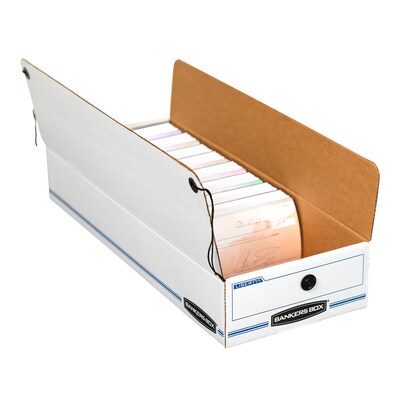 Bankers Box Liberty Corrugated File Box String and Button Box, Check Size, White/Blue (4662401)
