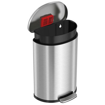 iTouchless 13.2 Gallon / 50 Liter SoftStep Semi-Round Step Pedal Trash Can, Silver