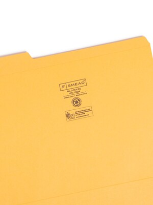 Smead Reinforced File Folder, 3 Tab, Letter Size, Goldenrod, 100/Box (12234)