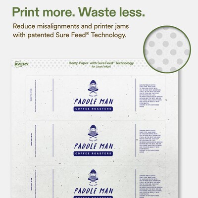 Avery Hemp Rectangle Laser/Inkjet Multipurpose Labels, 2-1/4" x 7-3/4", Off-White (320/Box)