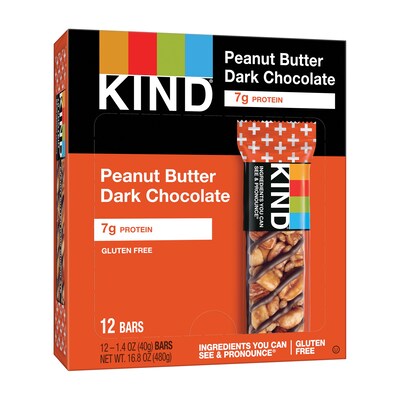 KIND Gluten Free Peanut butter Dark Chocolate Nut Bar, 12 Bars/Box (PHW17256)