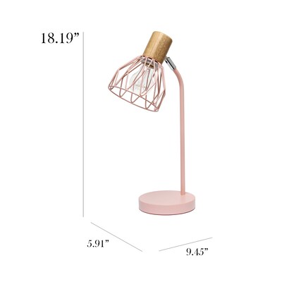 Simple Designs Farmhouse Fusion LED Desk Lamp, 18.19", Light Pink Iron (LD2022-LPK)
