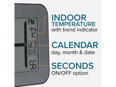 La Crosse Technology Atomic Digital Wall/Table Clock, 10" x 6.5" (513-02927)