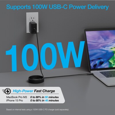 Naztech REcoil Magnetic USB-C to USB-C Braided Cable, 6 ft., Black (16048)